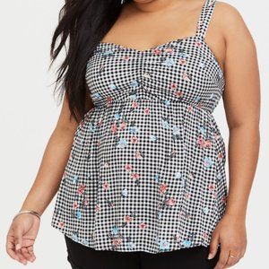 TORRID GINGHAM FLORAL CHALLIS BABYDOLL CAMI